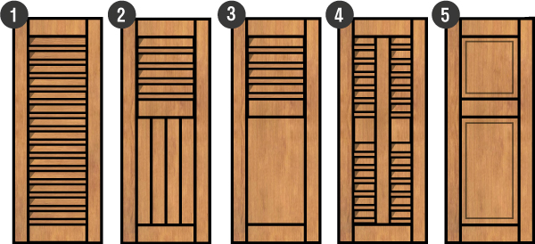 Différents modèles de volets en bois de Volets Guignard.