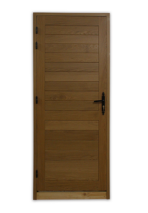 Porte en bois avec des lames horizontales, Volets Guignard.