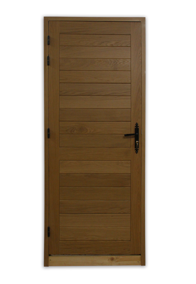 Porte en bois avec des lames horizontales, Volets Guignard.